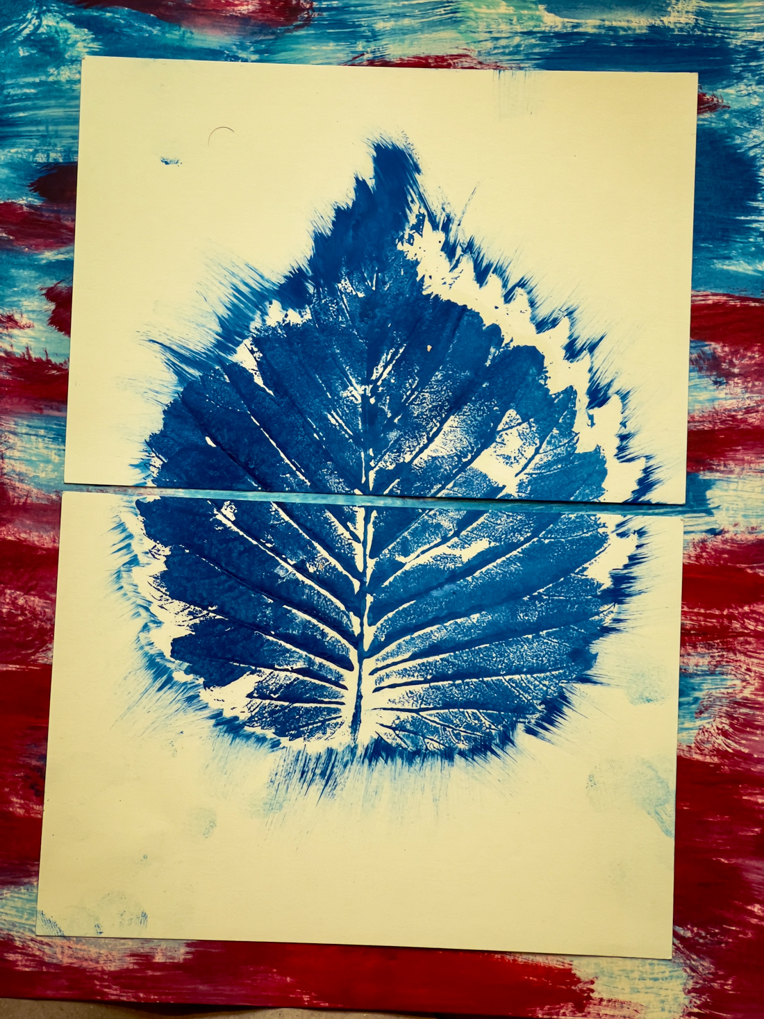 Elm Leaf print with acrylic