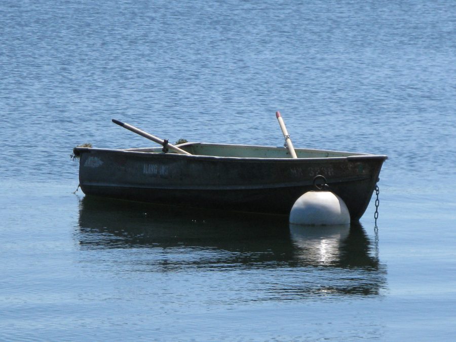 empty rowboat - oars at the ready